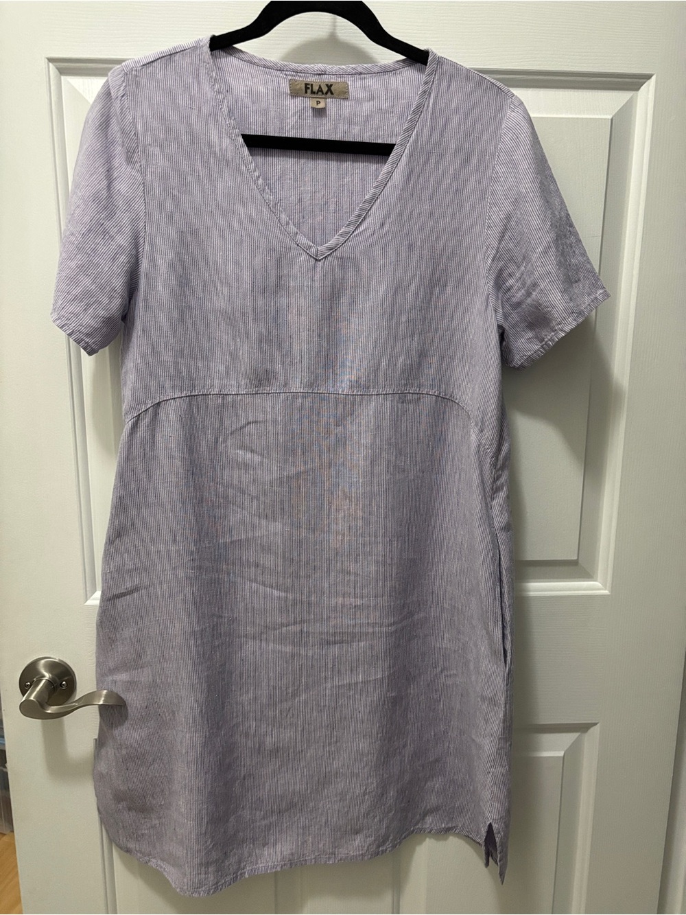 FLAX Lavender Linen V-Neck Tunic Dress P